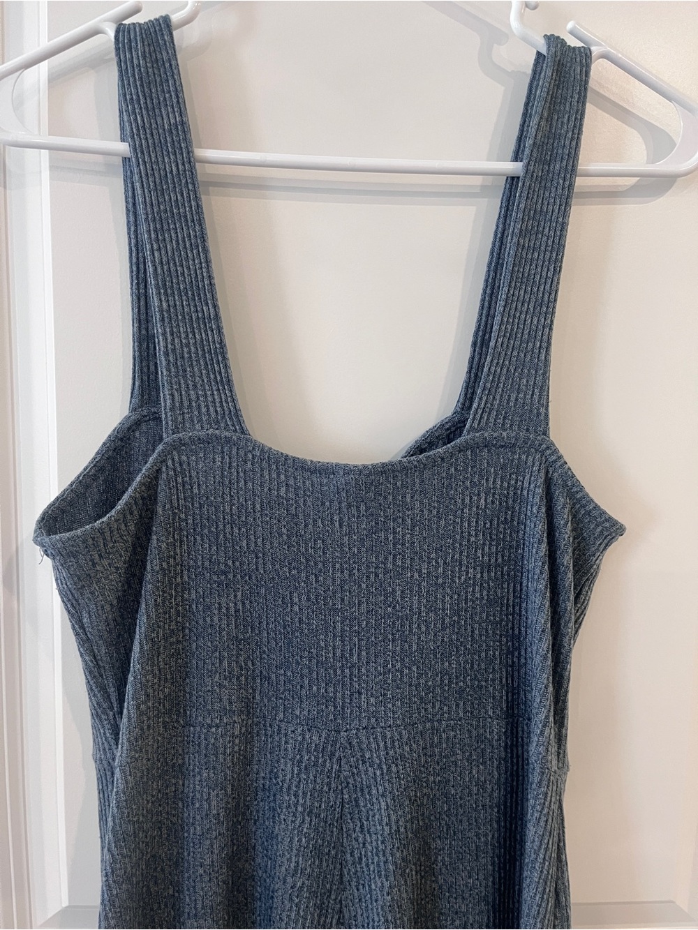 Target Wild Fable Heathered Blue Ribbed Knit Square Neck Wide Leg Jumpsuit M - Picture 8 of 9